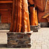 Cedar log posts and stone work